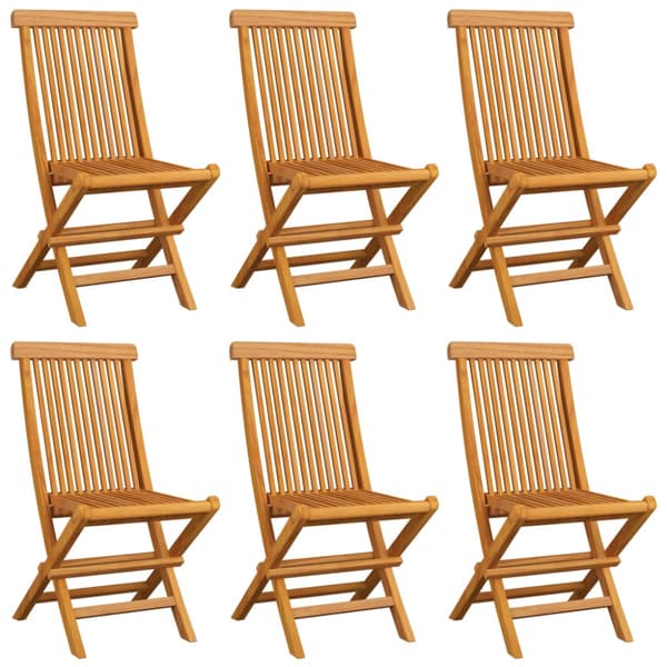 Trädgårdsstolar med röda dynor 6 st massiv teak