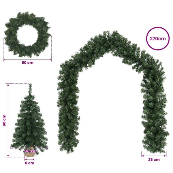 Mini-julgransset 60 cm PVC Grön