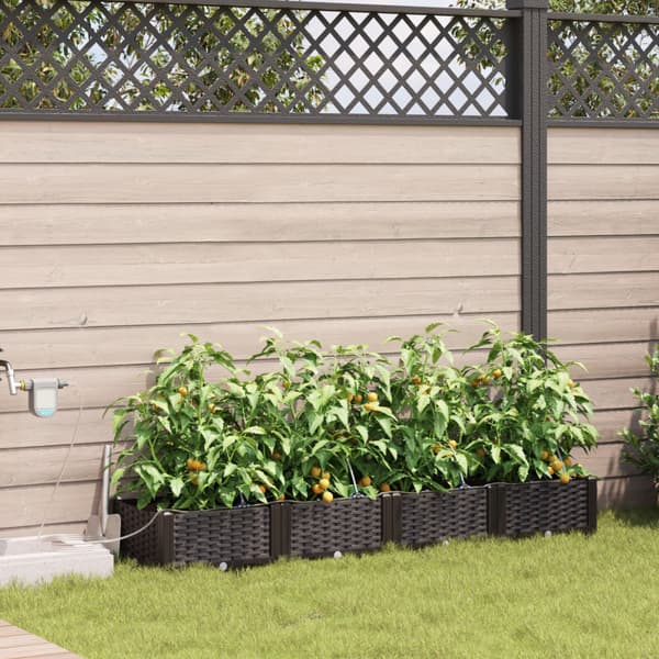 Trädgårdsplanterare 4 pcs Brun Plast