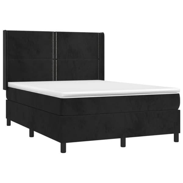 Ramsäng med madrass svart 140x190 cm sammet