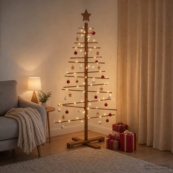 Träjulgran 125 cm Bambu och massiv furu Mörkbrun