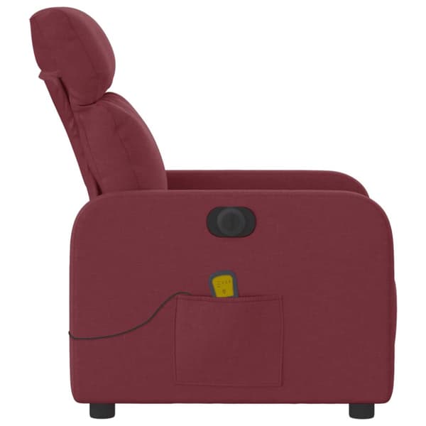 Elektrisk massagefåtölj vinröd tyg