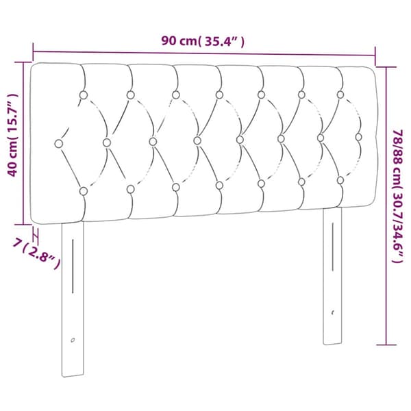 Sänggavel LED mörkblå 90x7x78/88 cm sammet