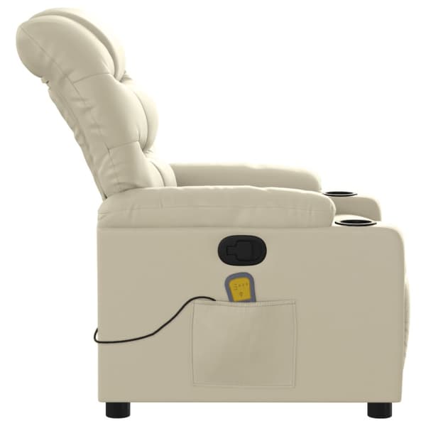 Massagefåtölj gräddvit konstläder