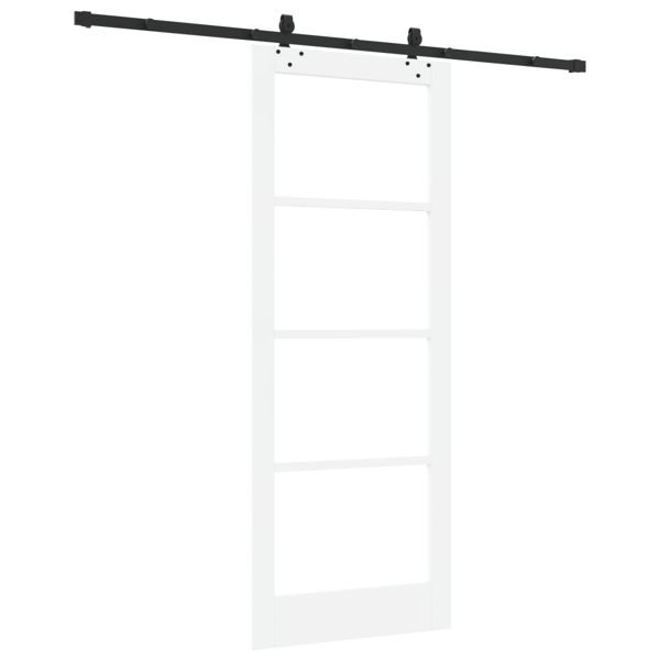Skjutdörr Vit 83 x 211 cm Massivt tallträ och glas