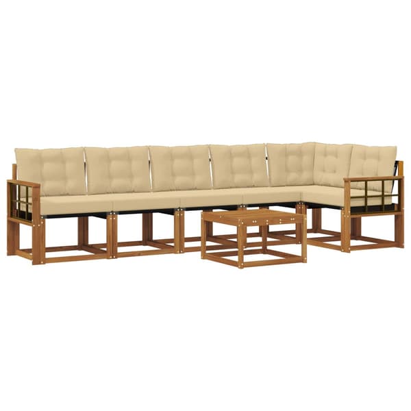 Utomhussoffset med kudde 7 pcs Naturlig och Beige