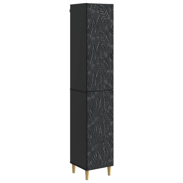 Skåpset 2 pcs Svart Konstruerat trä