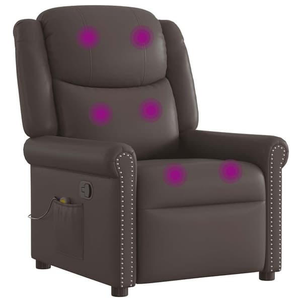 Massagefåtölj brun glansig konstläder