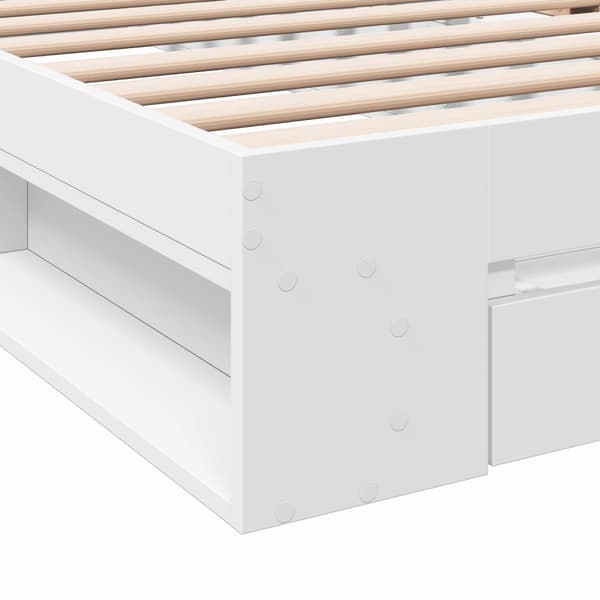 Sängram med förvaring med låda Vit 80 x 200 cm Konstruerat trä