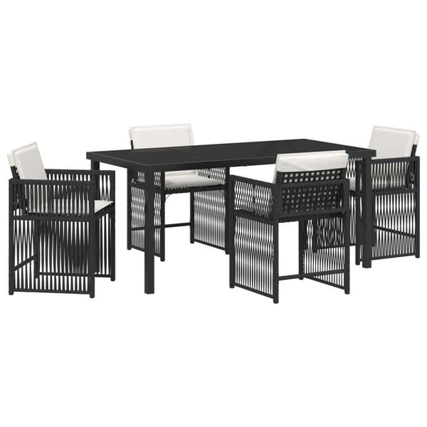 Trädgårdsmöbelset 5 pcs Svart konstrotting