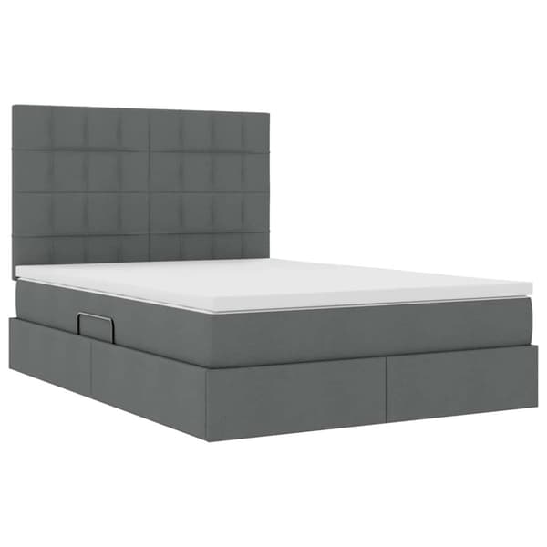 Förvaringssäng med LED med led Mörkgrå 140 x 190 cm Polyester