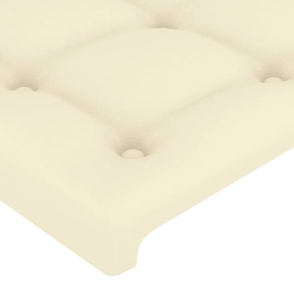 Sänggavel LED gräddvit 147x16x118/128 cm konstläder