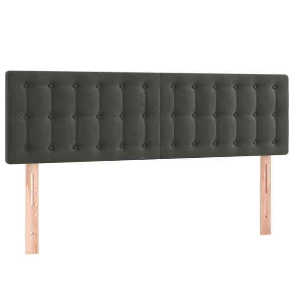 Sänggavel LED mörkgrå 144x5x78/88 cm sammet