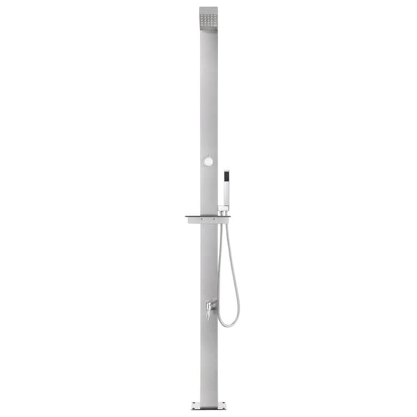 Trädgårdsdusch med grått golv 225 cm rostfritt stål