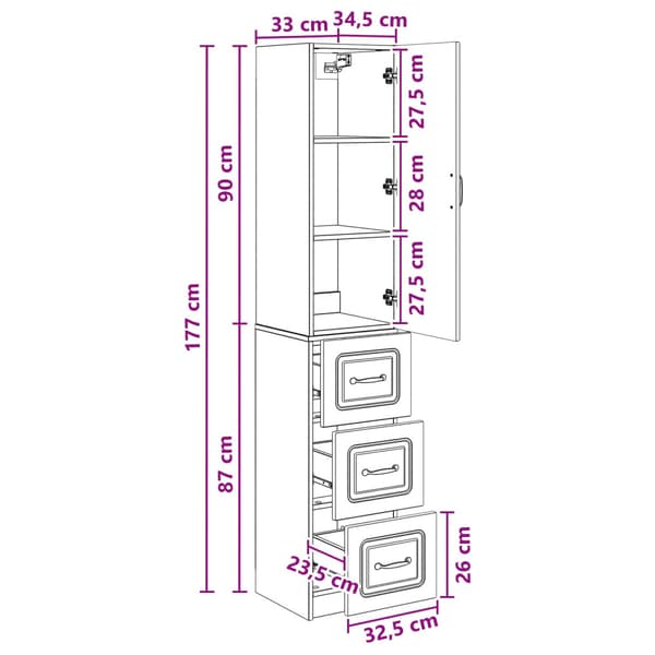 Skåpset 2 pcs Vit högglans 33 x 34,5 x 87 cm Konstruerat trä
