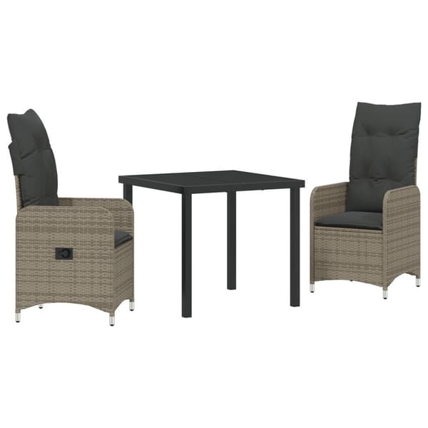 Trädgårdsmöbelset 3 pcs Grå konstrotting