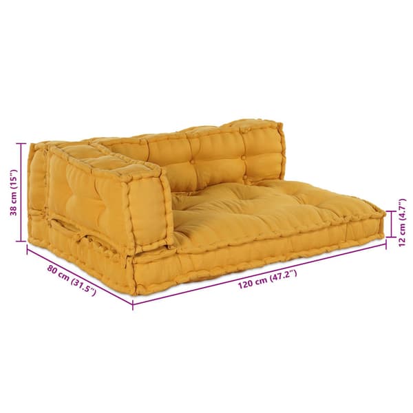 Pallettsoffa Kudde 3 pcs Gul 120 x 80 x 38 cm Tyg