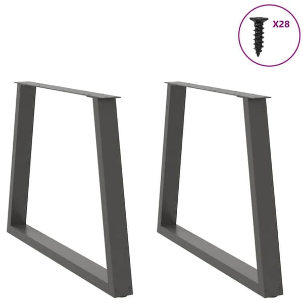 Matbordsben V-formade 2 st antracit 90x(72-73,3) cm stål