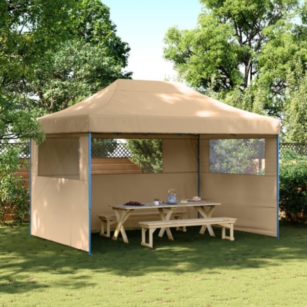 Pop-Up hopfällbart partytält med 3 sidoväggar beige