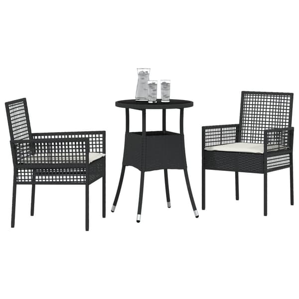 Trädgårdsmöbelset 3 pcs Svart konstrotting