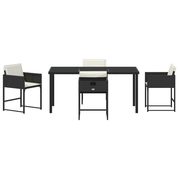 Trädgårdsmöbelset 5 pcs Svart konstrotting
