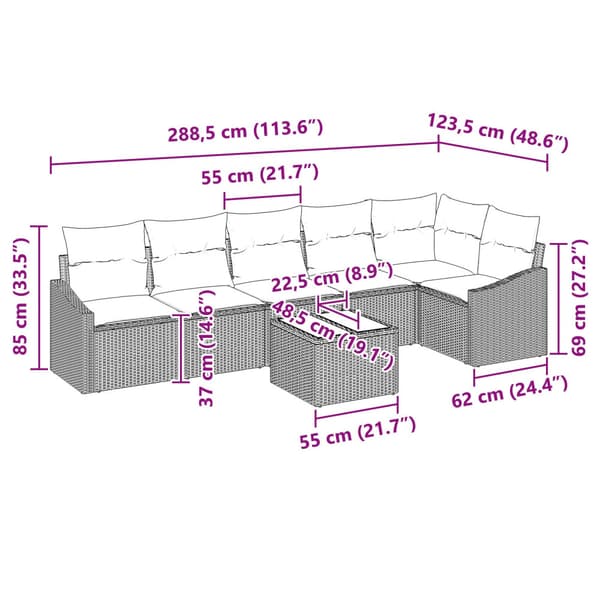 Soffset med kudde 7 pcs Svart konstrotting