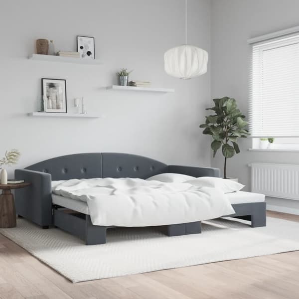 Dagbädd utdragbar mörkgrå 100x200 cm sammet