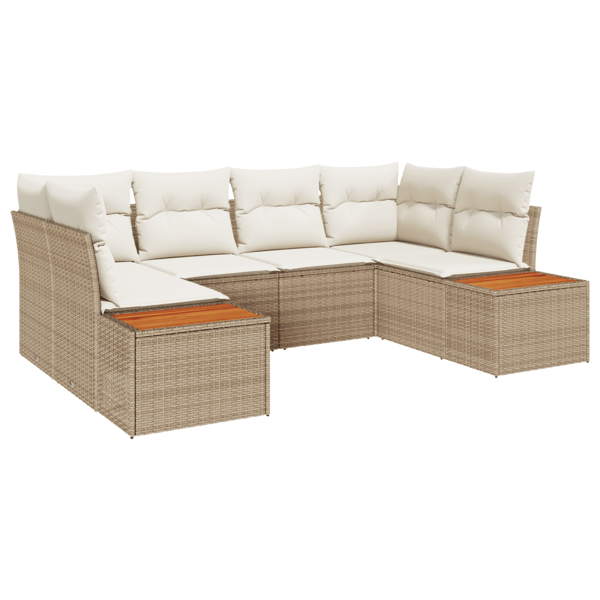 Trädgårdsoffset 6 pcs Beige och gräddfärgad Polyrattan