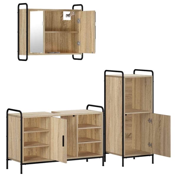 Badrumsskåpsset 3 st Sonoma-ek 40 x 36 x 99,5 cm