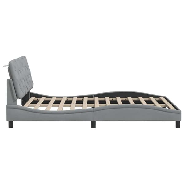 Bed Frame with LED without Mattress Light Grey 140x190 cm Fabric