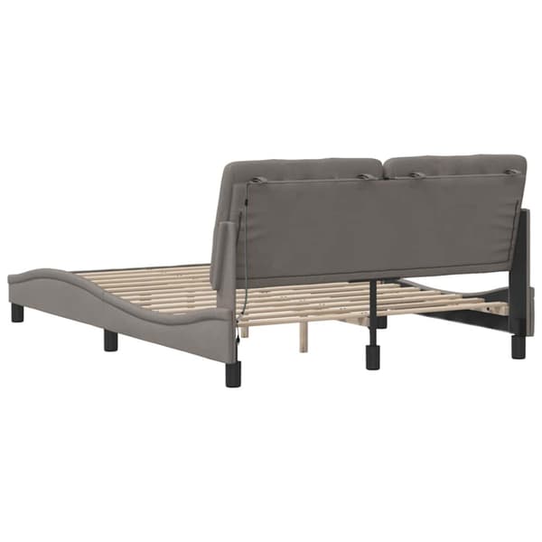 Bed Frame with LED without Mattress Taupe 120x200 cm Fabric