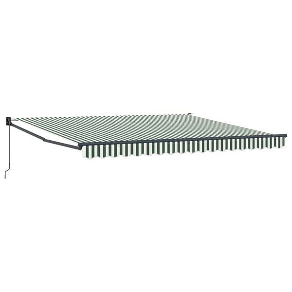 Utdragbar markis Grön och Vit 400 × 300 cm