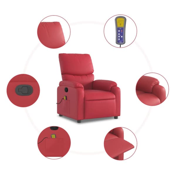 Massagefåtölj röd konstläder