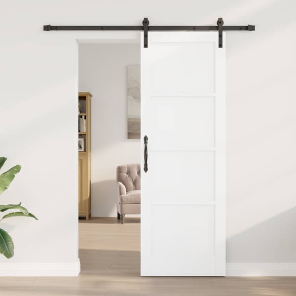 Skjutdörr 73,5 x 211 cm Konstruerat trä Vit och svart