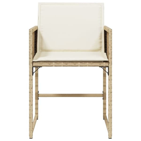 Trädgårdsstolar med dynor 4 st beige konstrotting