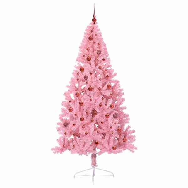 Konstgjord Förbelyst Julgran Rosa 210 cm PVC