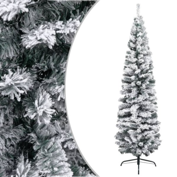 Smal plastgran med snö grön 240 cm PVC