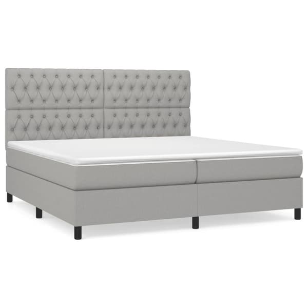 Ramsäng med madrass ljusgrå 200x200 cm tyg