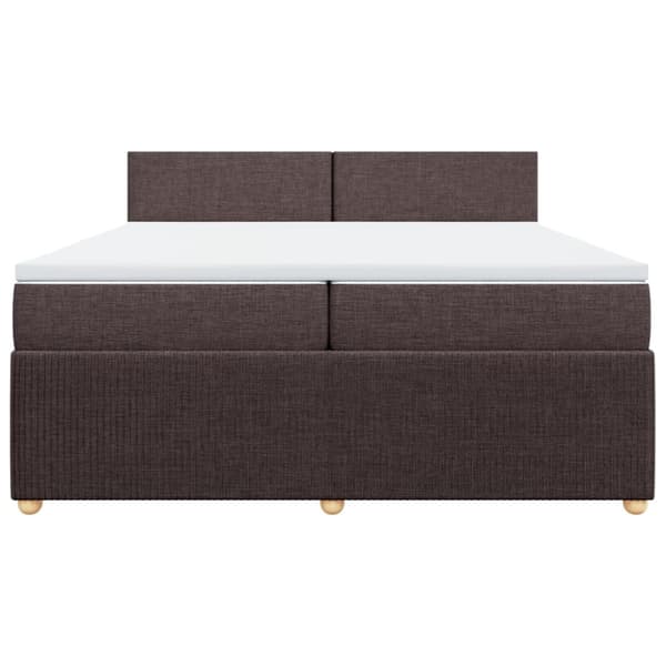 Ramsäng med madrass mörkbrun 200x200 cm tyg