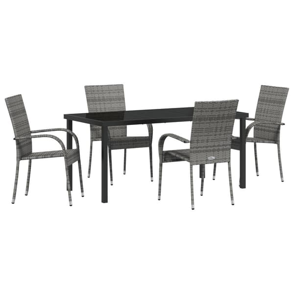 Trädgårdsmöbelset 5 pcs Grå Pulverlackerat stål