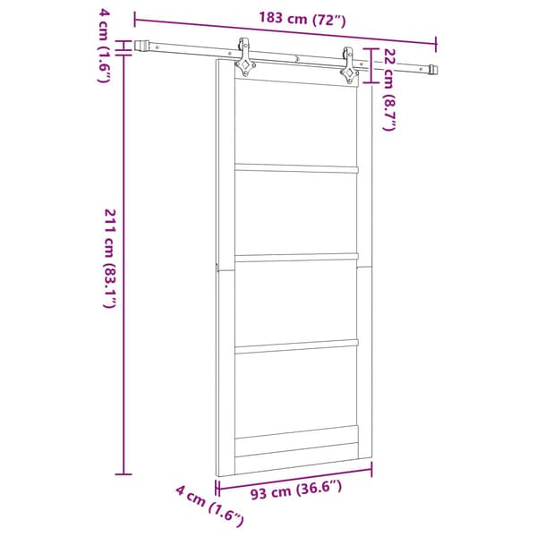 Skjutdörr 93 x 211 cm Konstruerat trä Vit