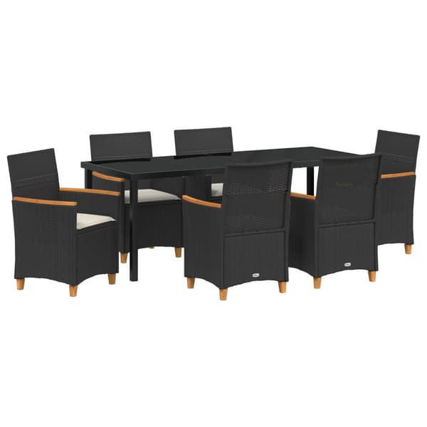 Trädgårdsmöbelset 7 pcs Svart konstrotting