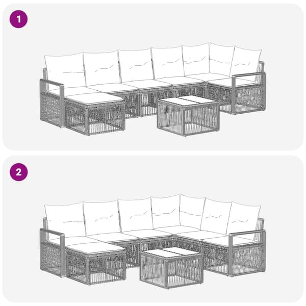 Trädgårdsoffset 8 pcs Svart konstrotting