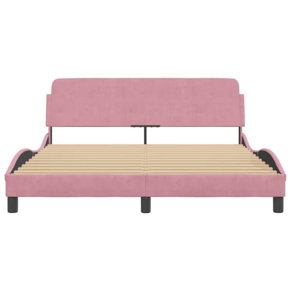 Bed Frame with Headboard "Dover" Pink 160x200 cm Velvet