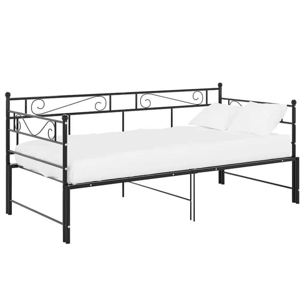 Utdragbar sängram bäddsoffa svart metall 90x200 cm