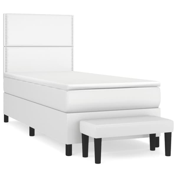 Ramsäng med madrass vit 100x200 cm konstläder