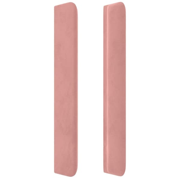Sänggavel LED rosa 203x16x118/128 cm sammet