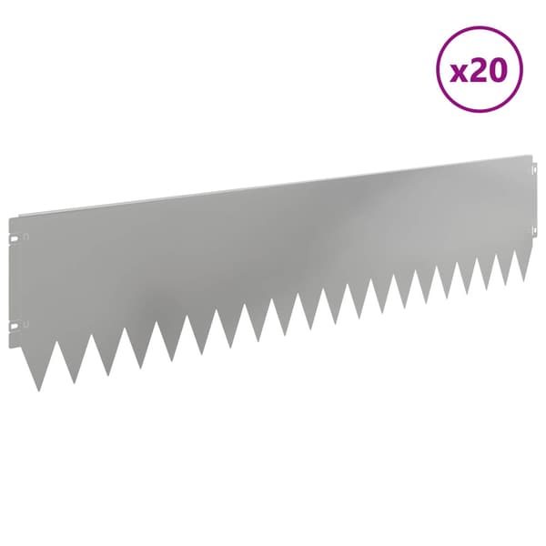 Kant för gräsmatta 20 pcs 103 x 25 cm Stål Silver