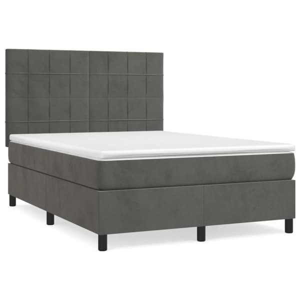 Ramsäng med madrass mörkgrå 140x190 cm sammet
