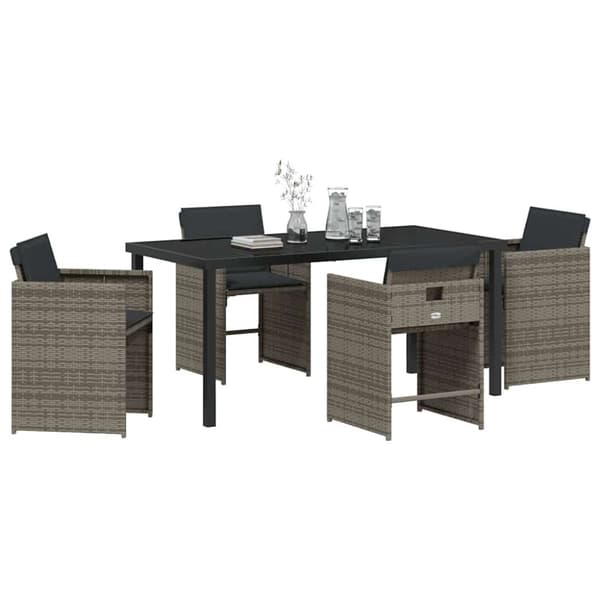 Trädgårdsmöbelset 5 pcs Grå konstrotting
